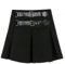 Gyaru Plissee-Minirock, schwarz, für Damen, hohe Taille, A-Linie, Gürtel, Punk-Stil, kurzer Rock, Sommer, Streetwear, Mädchenmode, Schwarz, M