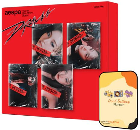 AESPA DRAMA Album [GIANT ver. (4 Types SET)]+Pre Order Benefits+BolsVos Exclusive K-POP Inspired Digital Merches (Goal Setting Planner, Sticker Pack)