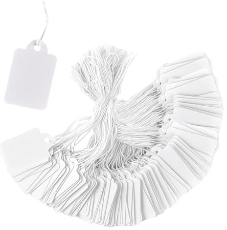 Price Labels Tags with String 500 Pcs, 35 * 22mm Price Luggage Tag Paper for Display White Clothes Prices Strung Tags for Jewelry Clothing