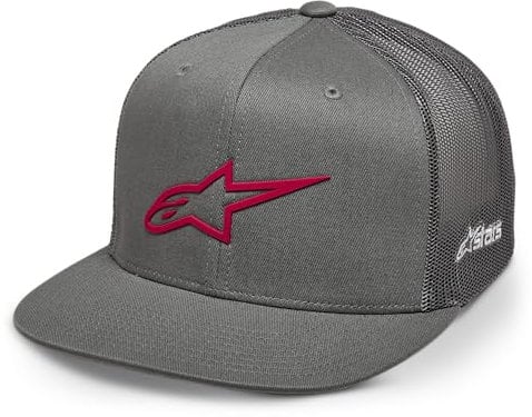 Alpinestars Herren ORIGINAL Logo Trucker HAT Baseball Cap, Grau/Rot, Einheitsgröße