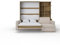 MAXIMAHOUSE Schrankbett vertikal Invento LED 140V (140x200) mit Ecksofa Milo und Regal (Eiche Country/Weiß matt + beiges Ecksofa + Regal)