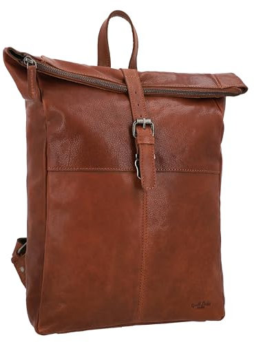 Gusti Rucksack Leder - Valja Damen und Herren Laptoptasche Lederrucksack Braun Leder