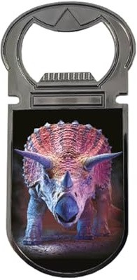 3D LiveLife Flaschenöffner - Triceratops von Deluxebase Dinosaurier Magnetischer Getränkeöffner mit linsenförmigem 3D-Bild Kühlschrankmagnet Geschenke für Küche und Bar Zubehör