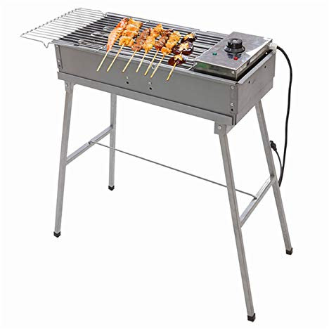 CLLBANT Parrilla de Barbacoa portátil eléctrica y de carbón, Parrilla de Barbacoa Grande de aleación de Zinc, Parrilla de carbón sin Humo para Interiores y Exteriores con Patas Fuertes, 28