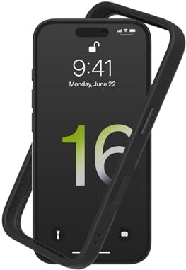 RhinoShield Bumper Case kompatibel mit [iPhone 16] | CrashGuard - Stoßdämpfende Schutzhülle im schlanken Design - 3.5 Meter Fallschutz - Schwarz