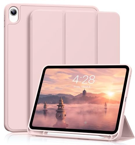 ZKTUYU Case for iPad (A16) 11th Generation 11 inch 2025, iPad 10th Generation Case 10.9 inch 2022, Slim Tti-fold Stand Cover with Pencil Holder, Support Touch ID, Auto Wake/Sleep, Pink