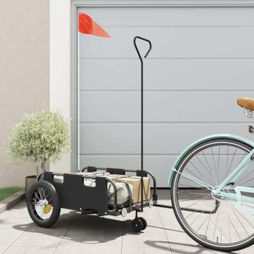 ShGaxin Fahrradanhänger Schwarz Oxford-Gewebe und Eisen, Fahrrad Anhänger, Lastenanhänger, Handwagen, Fahrrad-lastenanhänger, Lastenfahrrad - 94185