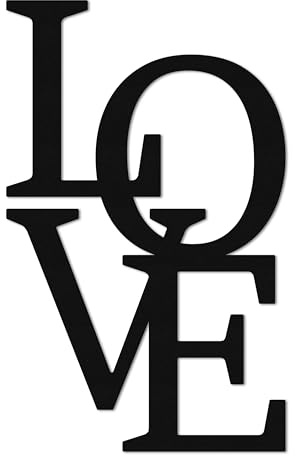 ebenkunst Love Schriftzug Wanddeko – romantisches Wandbild aus MDF | Schwarz durchgefärbtes MDF, Love Schriftzug, S 28 x 45 cm & M 50 x 80 cm, Made in Germany, romantische Wanddeko