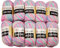 500g Strickwolle Ilkadim Export Jeans Crazy mehrfarbig mit 55% Baumwolle, 10 x 50 Gramm Baumwoll-Strickgarn mit Farbverlauf (blau mint rosa ua 7205)