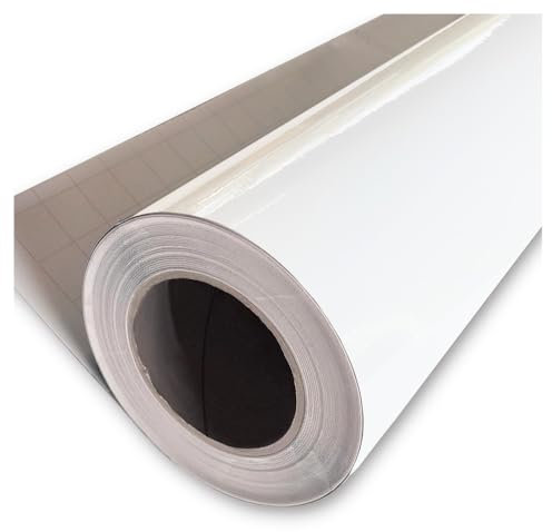 Rouleau adhésif Blanc aspect brillant 123 cm x 5 m, vinyl autocollant multi usage vendu au mètre, adhésif de décoration au mètre