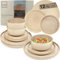 SÄNGER Kairo Mocha | Tafelservice 12 teilig, Steingut Geschirr Set 4 Personen, 4x Speiseteller 4x Dessertteller 4x Schalen Geschirrset & Schale Beige, Teller Set, Tiefe Teller VALUE COLLECTION