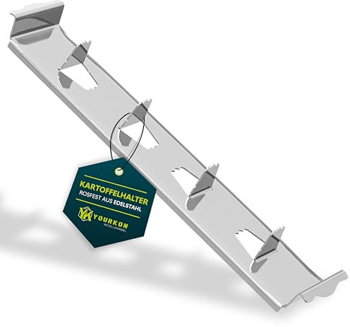 Yourkon Kartoffelhalter & Gemüsehalter, Aufsatz zur Zubereitung von Ofenkartoffeln auf Gas- und Kohlegrill, Edelstahl 37 x 6 x 3 cm, spülmaschinengeeignet