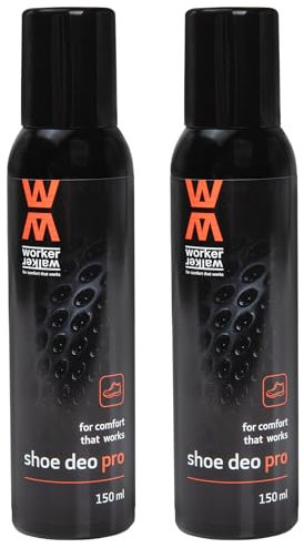 Desodorante para Calzado - Spray para Zapatos de Trabajo, Informales y Deportivos con Nanopartículas de Plata Para Pies con Mal Olor y Eliminar Olores Spray Antiolor 2 x 150ml - Worker Walker