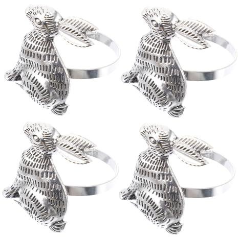 Generisch 4 Stück Kaninchen-serviettenringe Einhorn-Horn-Stirnband Einhorn-kuchendekorationen Einhorn-Cupcake-Topper Urlaub Serviettenringe Ringhalter Einhorn Stirnband Legierung Silver