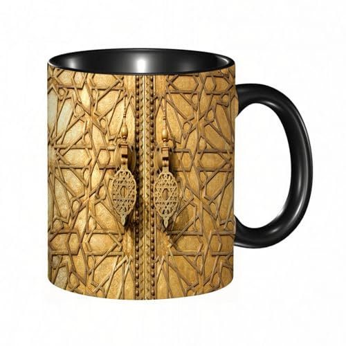 HRRASFAZF Tasse Kaffeetassen,Große 330ml Mit Henkel 100% Handbemalt kaffeebecher porzellan,Marokkanisch, Haupttüren des Königspalastes in Marrakesch, Marokko, Reisen,Frauen,Jahrestag,Muttertag