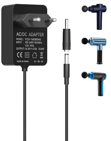 Binamao 16.8V 2A Massagepistolen-Ersatzladegerät, Netzteil Adapter für Sonic LifePro Sonic, Sonic Mini, Sonic Pro, Fusion X, Sonic Pro Handschlaginstrumente, 14.4V 14.8V 4 - Saiter Lithium Akku