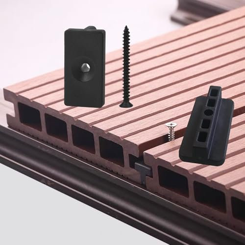 CANGCANG 110PCS Composite Decking Clips with Screws - 6mm Hidden Fasteners for WPC Decking, Durable Plastic T-Clips & Black Screws, Fits Most Composite Boards