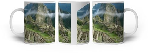 deyoli Motivetasse Machu Picchu, die Inka-Stadt im Nebel 300ml, aus weißem Keramik/Kaffetasse/Geschenkidee