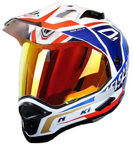Casco Da Motocross Per Adulti, Casco Integrale Da Fuoristrada, Omologato ECE 22.06, Per Downhill, Quad, Enduro, Moto Da Cross, Con Visiera H,M/(54~55cm)