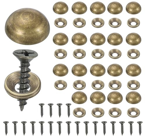 YELARXI Brass Decorative Screws with Caps, Mirror Screw Self Tapping Screws Decorative Cover - Fitting For(Furniture Fixing- Wall Hangings - Wood Handcrafted) 15mm & 20 Pack & Bronze