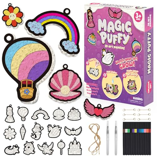 mtchavno Kit d'art 3D, kit de peinture de texture en mousse magique sans pollution, coloriage numérique pour enfants, cadeaux de peinture à faire soi-même pour les fêtes d'anniversaire d'enfants de 4