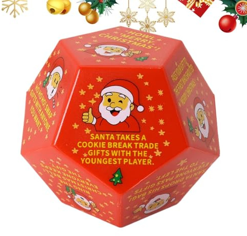 Weihnachtsdice – Würfelspiel für Weihnachten, 7 cm, lustiges Austausch-Partyspiel, Bassspiel, Santa Rollen, Spielzeug für Teiche, Geburtstag, Winterferien