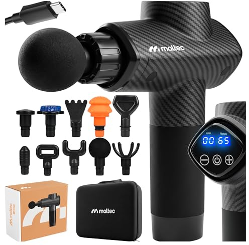 MalTec Massagepistole für Körper Rücken Bein Schulter Gun Massagegerät 10 Tipps LCD Bodybeat Prime