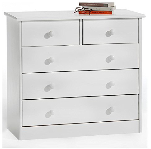 IDEA Nabytek Kommode Anrichte Sideboard RONDO, 2+3 Schubladen, Kiefer massiv, weiß lackiert