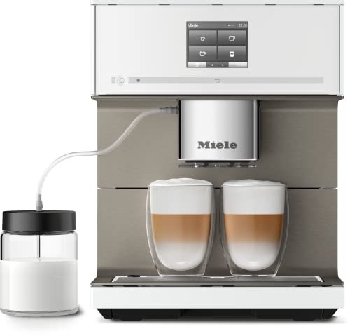 Miele CM 7550 CoffeePassion Kaffeevollautomat - OneTouch for Two, AromaticSystem, 10 Genießerprofile, DoubleShot, CupSensor, WLAN-fähig, automatische Entkalkung u. v. m. - Brillantweiß, 2,2 Liter