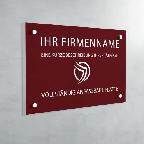 Praxisschild aus PVC - Graviertes Berufsschild zur Anpassung - Individuelle Größe (Bordeaux/Bordeauxrot)