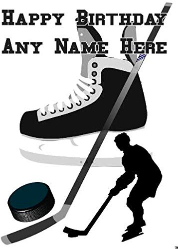 fht32 personalisierbare Grußkarte mit Eishockey-Motiv Happy Birthday, A5, von US Gifts for All 2016 aus Derbyshire UK