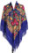 157,5 x 157,5 cm, übergroßer Damen-Schal, traditioneller Retro-Schal mit Quasten, Fransen, floraler Poncho-Schal, bedruckt, Schal, Königsblau