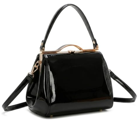 Superbia Women Ladies Vintage Patent Top Handle Bag Wedding Clutch Handbag | Vintage