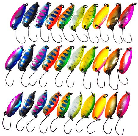 momolures Trout Fishing Spoon lure TIMO Native Color 2.8g 3.5g 4.2g Assort Set Forest MIU Style (2.8g 3.5g 4.2g - 30pcs Assort)