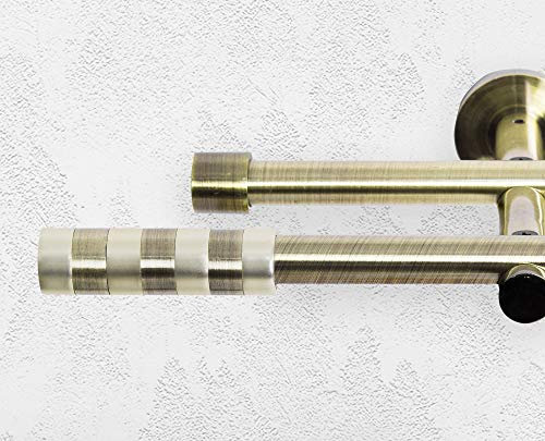 ALOHA Gardinenstange Vorhangstange 16mm Wandmontage, EIN/ZWEI-läufig, Inox, Satin, Golden, Länge: 120-600cm, ohne Ringe (160cm / Hokkaido/Golden / 2-läufig)