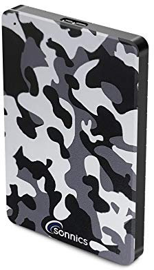 Sonnics 1TB Grau Camo Externe tragbare Festplatte USB 3.0 super schnelle Übertragungsgeschwindigkeit für den Einsatz mit Windows PC, Mac, Xbox ONE und PS4 Fat32