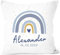 SpecialMe® personalisierbarer Kissen-Bezug zur Geburt Regenbogen Namenskissen Herz Geschenk Geburt Baby Jungen weiß 40cm x 40cm