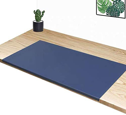 Schreibtischunterlage Leder Mauspad, Wasserdichte Bürotisch Unterlage, Gaming Laptop Unterlage mit Kantenschutz,100x50cm,Blau