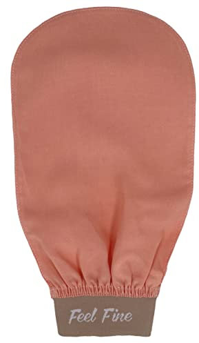 Feel Fine Türkischer Peelinghandschuh – 100% Natürliche Pflanzenseide Hammam Kese für Männer & Frauen | Handgefertigter Vegan Peeling-Schrubber für Dusche, Bad & Sauna (Rosa & Braun)
