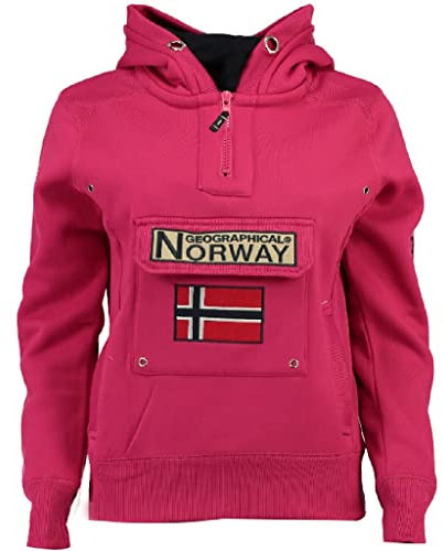 Geographical Norway GYMCLASS Lady - Damen Sweatshirt Hoody Und Taschen Känguru - Damen Sweatshirt Langarm Pullover Winter - Hoodie Jacke Tops Sport Kapuzen Hoodies ROSA Blitz S - GRÖSSE 1