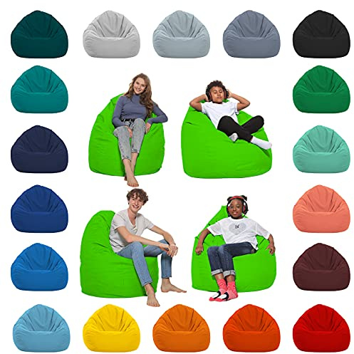 HomeIdeal - Sitzsack XXL Bodenkissen für Erwachsene & Kinder - Geeignet für Gaming oder Entspannen - Indoor wie Outdoor da er Wasserfest ist - mit EPS Perlen, Farbe:Neongrün, Größe:XXL