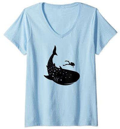 Damen Tauchen Mit Walhai Scuba Taucher Ozean Riff Hai Tauchurlaub T-Shirt mit V-Ausschnitt