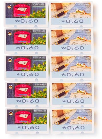 10 Stück 0,60 EUR postfrische nassklebende Briefmarken | Frankaturware Markenset (Motivgemischt)