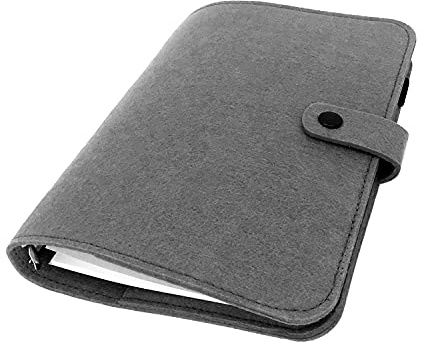 A6/A5, 6 Löcher, Filzeinband, rund, Ringordner, Ordner für lose Blätter, zum Nachfüllen, Basteln, Sammelalben (Dark Shadow, A5 mini set)