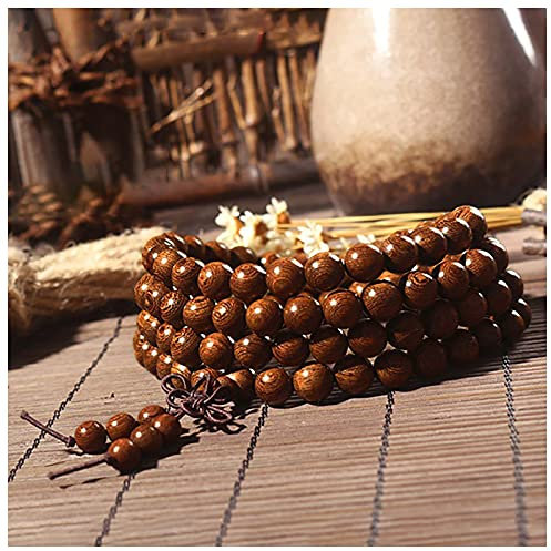 DONGYUCHUN Herren Womens 108 Perle Sandelholz Mala Gebetsarmband - Yoga Meditation Perlen - Buddha Gebetsperlen,6mm