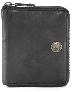 Cas8 Men Reißverschlussbörse MATTI für Herren mit RFID-Schutz, sportliche Geldbörse mit Münzfach aus hochwertigem Echtleder für Männer (Graphite)