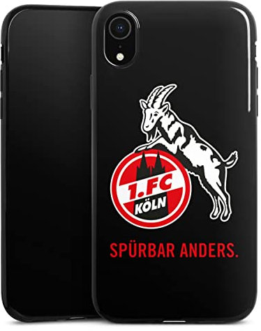 Slim Case extra dünn kompatibel mit Apple iPhone Xr Silikon Handyhülle schwarz Hülle 1. FC Köln Offizielles Lizenzprodukt transparent