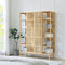 [en.casa] Bambus Kleiderständer Hudiksvall 185x140x45cm Freistehende Garderobe mit Kleiderstange Offener Kleiderschrank mit 10 Staufächern für Flur, Ankleidezimmer