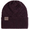 KNIT FACTORY - Sally Mütze - Strickmütze für Damen und Herren - Beanie - Wintermütze mit Wolle - Robusten Look - Hochwertige Qualität - Aubergine