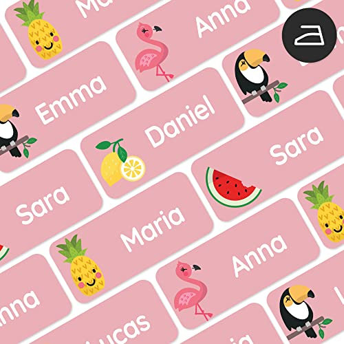 My Nametags® 56 Iron On Name Labels for Clothes | Waterproof & Washable Name Tags for Clothes & School Uniforms | Clothing Labels for Kids, School, Nursery, Kindergarten & Care Homes - Tropical